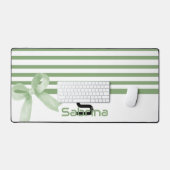 Tapis de bureau rayé à l'arc vert aquarelle mignon (Clavier et souris)