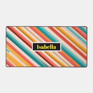 Tapis de bureau rayé rétro personnalisé Coloré