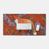 Tapis de bureau renard inspiré de William Morris (Clavier et souris)