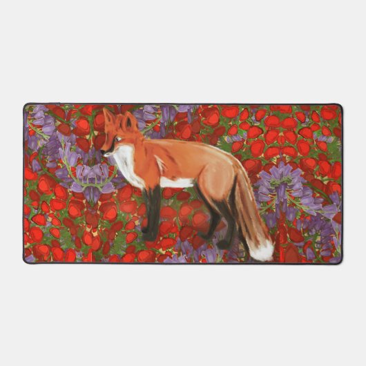 Tapis de bureau renard inspiré de William Morris (Recto)