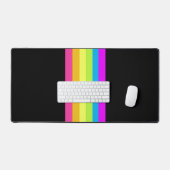 Tapis de bureau Retro Stripes (noir et néon Multi) (Clavier et souris)