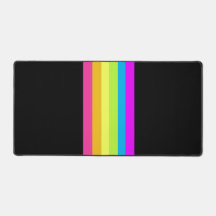 Tapis de bureau Retro Stripes (noir et néon Multi)