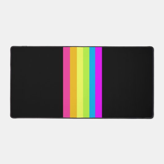 Tapis de bureau Retro Stripes (noir et néon Multi) (Recto)