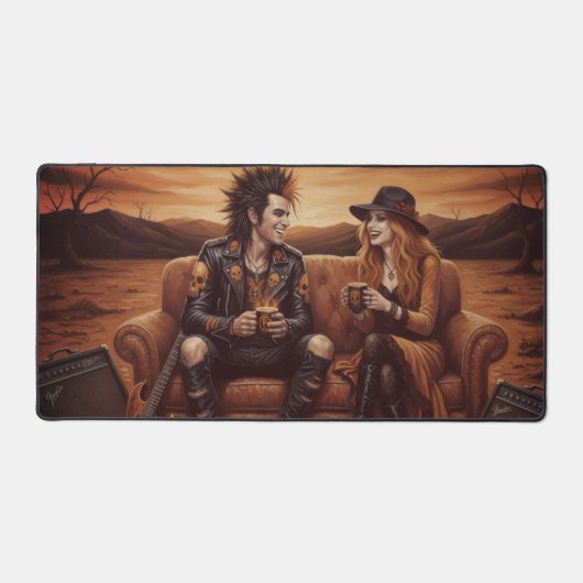 «Tapis de bureau Rock star – Duo Orange & Noir» (Recto)