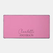 Tapis de bureau rose à monogramme simple minimalis (Recto)