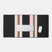 Tapis de bureau rose et or blanc rayure noire (Clavier et souris)