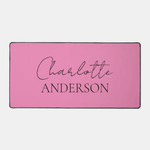 Tapis de bureau rose minimaliste simple monogramme