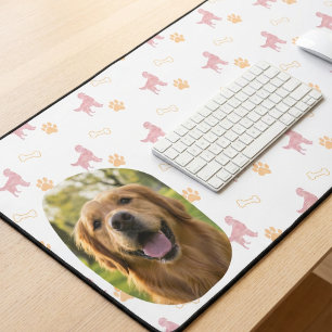 Tapis de bureau rose pastel avec photo personnalis