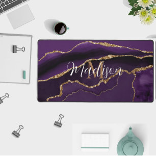 Tapis de bureau tendance fille violet agate or pai