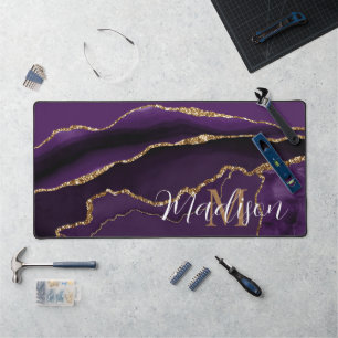Tapis de bureau tendance fille violet agate or pai