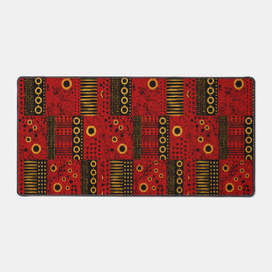 Tapis de bureau tribal africain Red Sunburst