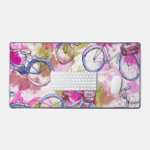 Tapis de bureau vélo rose  (Clavier et souris)
