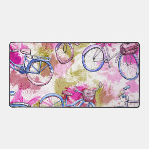 Tapis de bureau vélo rose