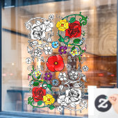 Tapis de fleurs au coquelicot raamsticker (Cafe Raam)