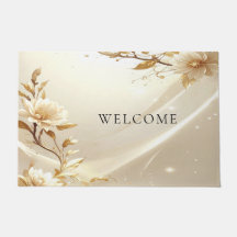 Tapis de fleurs blanches et dorées