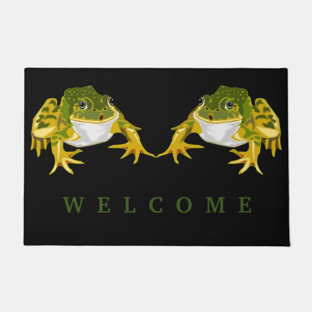 Tapis de grenouilles Bienvenue - Personnalisable (Devant)
