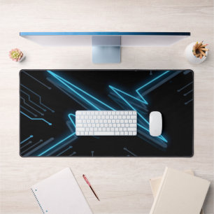 Tapis de jeu futuriste Neon Circuit Pulse pour bur