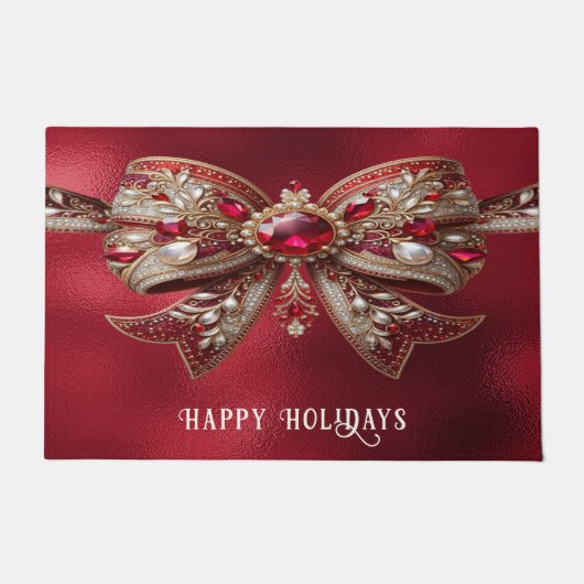 Tapis de Noël à ruban rouge (Devant)
