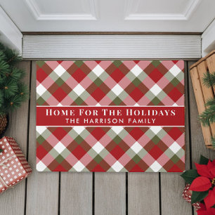 Tapis de Noël Accueil Pour Les Fêtes à Carreaux