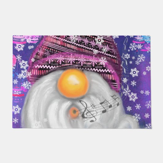 Tapis de Noël avec Gnome chanteur heureux (Devant)
