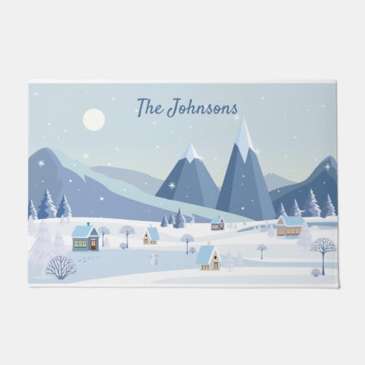 Tapis de Noël en forme de flocon de neige bleu et (Devant)