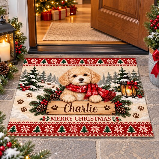Tapis de Noël personnalisé pour Cavapoo