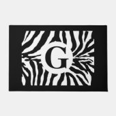 Tapis de porte à impression de zèbre avec monogram (Devant)