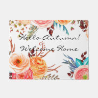 Tapis de porte à la maison bienvenu "de fleurs