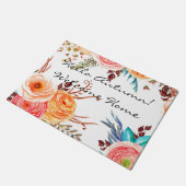 Tapis de porte à la maison bienvenu "de fleurs (Incliné)