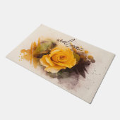 Tapis de porte à motif aquarelle d'un lys jaune (Incliné)