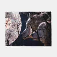Tapis de porte abstrait d'arbre de loup de forêt