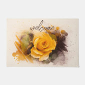 Tapis de porte aquarelle rose jaune unique (Devant)