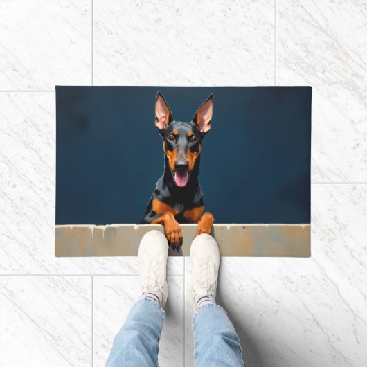 Tapis de porte Art Chien Dobermann (Intérieur)