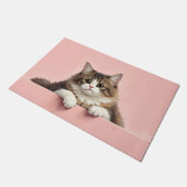 Tapis de porte artistique représentant un chat per (Incliné)