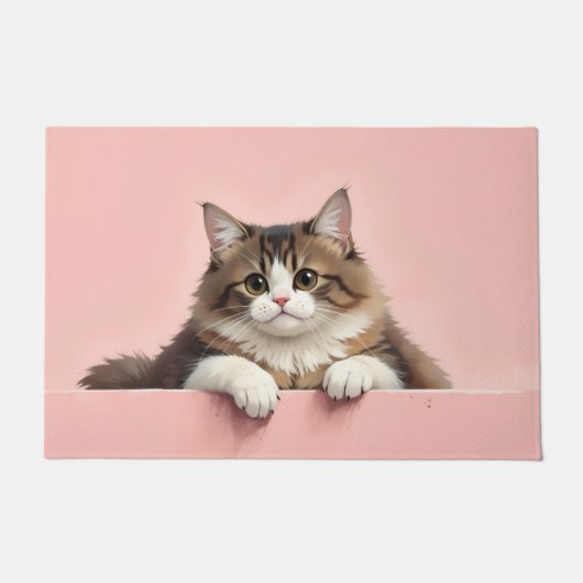 Tapis de porte artistique représentant un chat per (Devant)