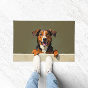 Tapis de porte artistique représentant un Kelpie a