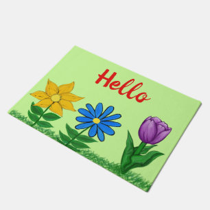 Tapis de porte assez floral de vert de jardin