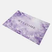 Tapis de porte aux fleurs blanches violettes (Incliné)