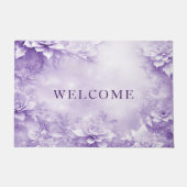 Tapis de porte aux fleurs blanches violettes (Devant)