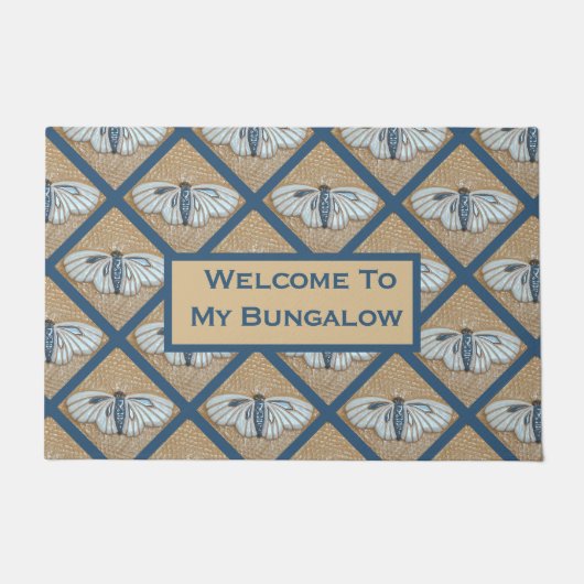 Tapis de porte avec tuiles Moth blanches (Devant)