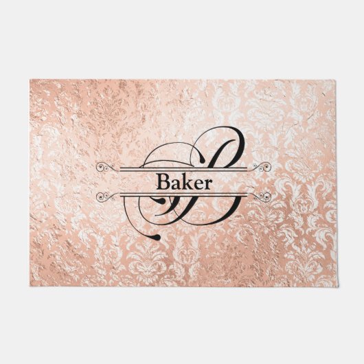 Tapis de porte B monogramme en or rose (Devant)