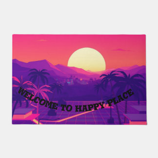 Tapis de porte bienvenue à Happy Place | Retro Sun