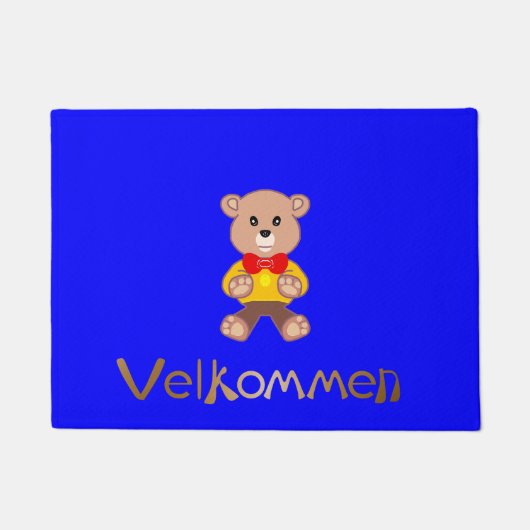 Tapis de porte bleu Velkommen (Devant)
