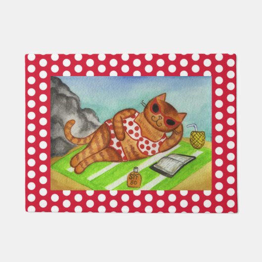 Tapis de porte chat bikini plage  (Devant)