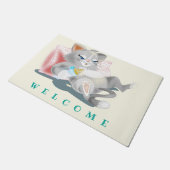 Tapis de porte chat drôle (Incliné)
