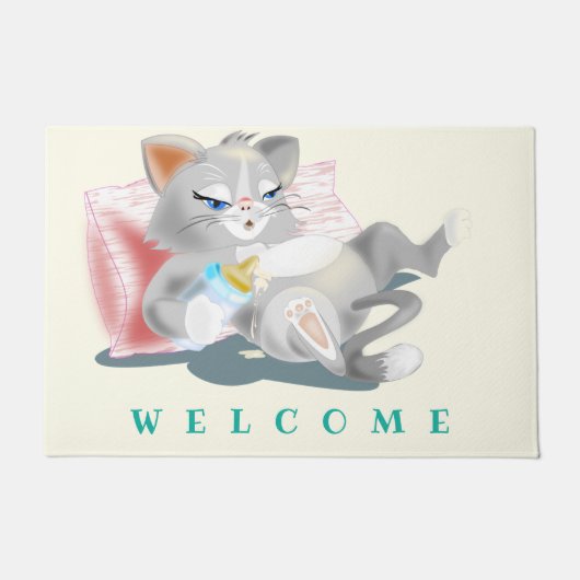 Tapis de porte chat drôle (Devant)