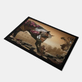 Tapis de porte cheval steampunk avec des roses (Incliné)