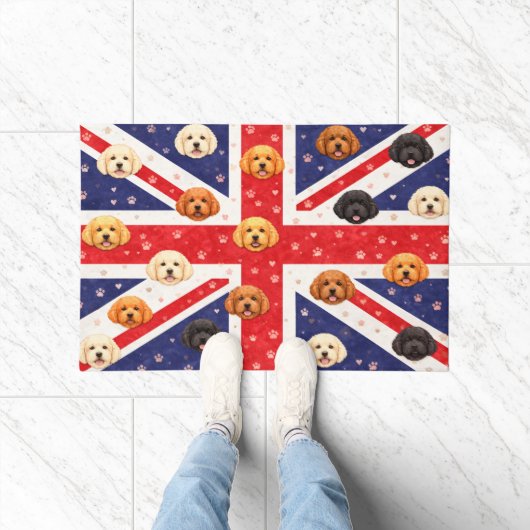 Tapis de porte Cockapoo Union Jack | Tapis de bien (Intérieur)
