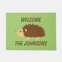 Tapis de porte d'accueil pour hérisson mignon pers