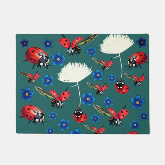 Tapis de porte de coccinelles et de fleurs (Devant)
